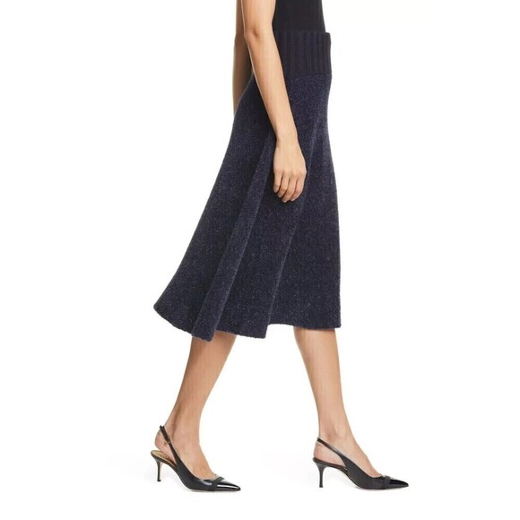 NWOT TORY BURCH Lurex Size XXS Merino Wool Sweater Midi Skirt Navy MSRP $398 - Picture 2 of 10
